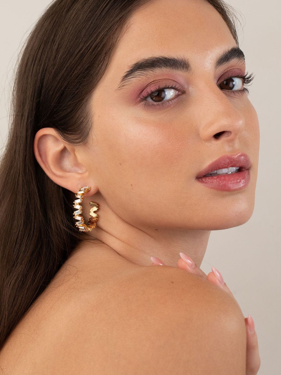 Earrings Olive & Piper | Isabel Hoops Gold / Blush / Clear