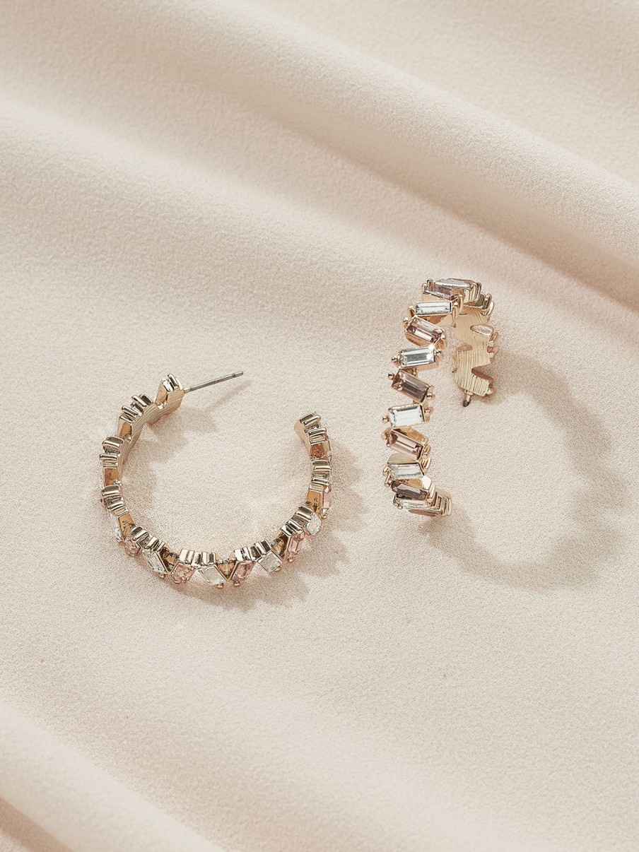 Earrings Olive & Piper | Isabel Hoops Gold / Blush / Clear