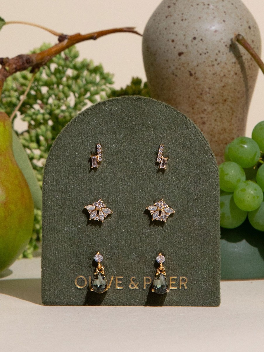 Earrings Olive & Piper | Tuileries Petite Stud Set Gold